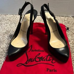 Christian Louboutin Black Leather Slingback Pumps Size 35 5